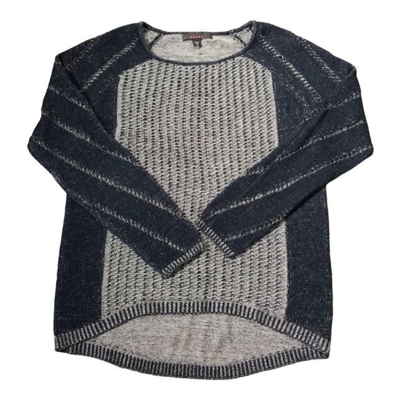 FEVER LIGHTWEIGHT Mixed Cotton Blend Knit Hi-Low Hem Pullover Crewneck Sweater - Picture 2 of 9